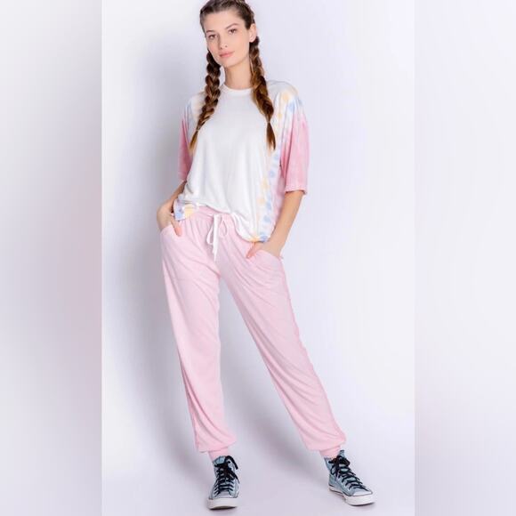 PJ Salvage Other - PJ Salvage Sunset Hues Knit Jogger Pants in Rose Quartz Size Medium